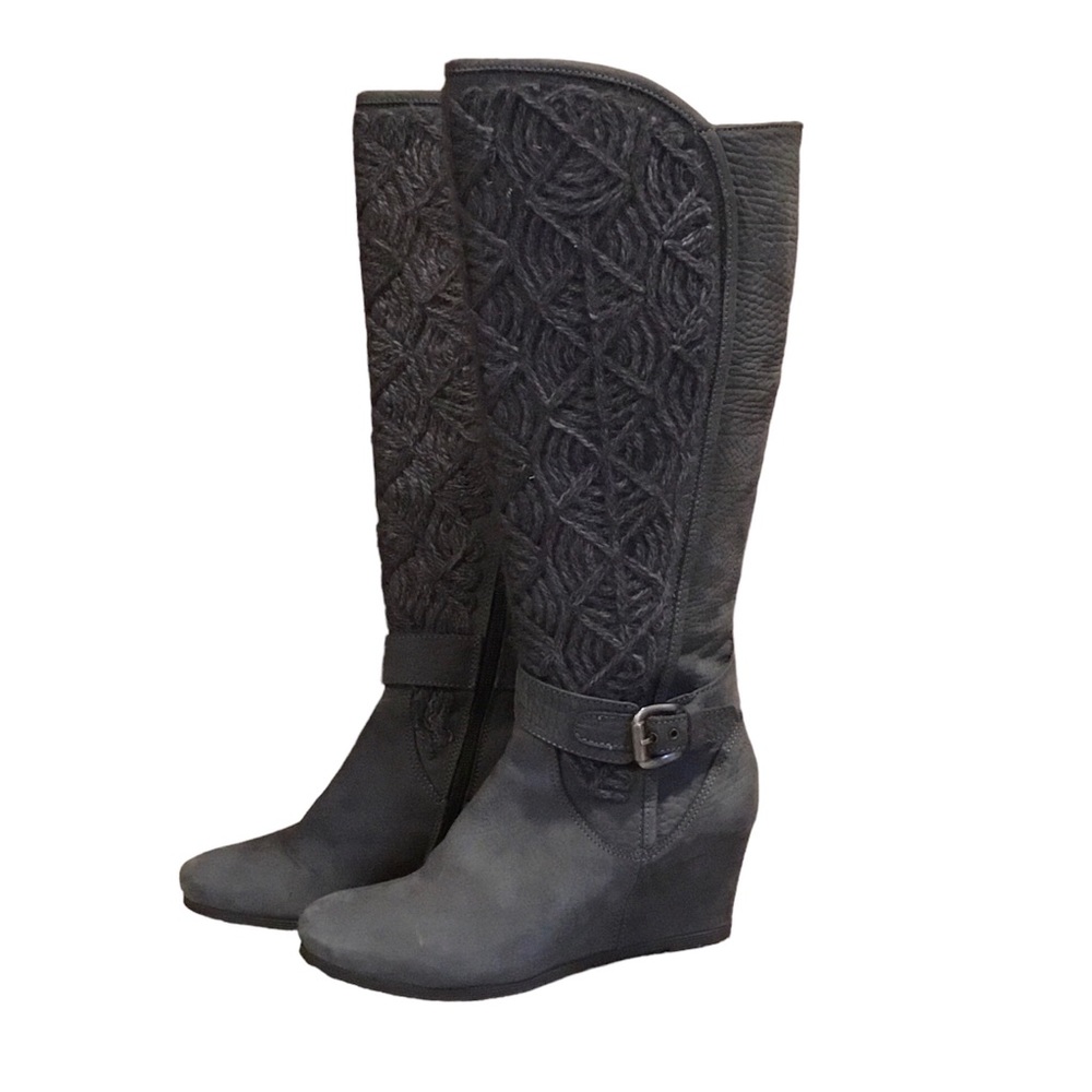 Napoleoni Tall Suede Sweater Knit Wedge Boots